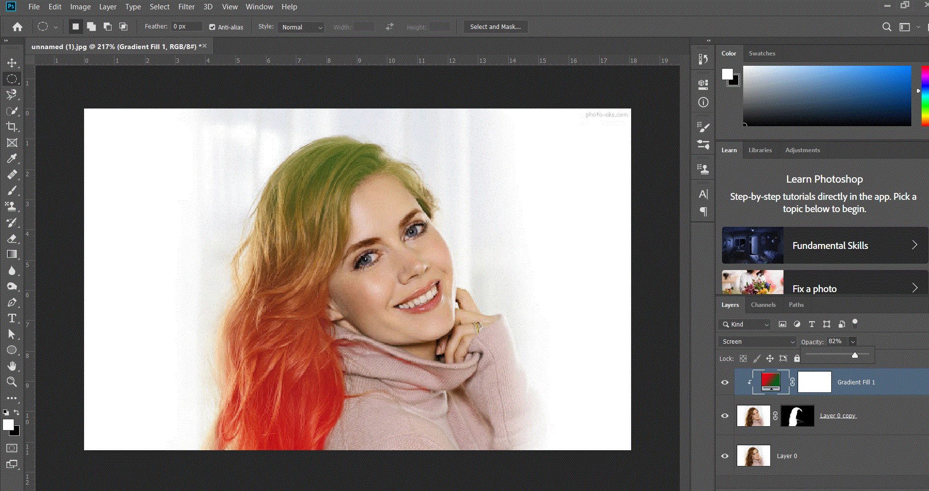 آموزش رنگ کردن مو با فتوشاپ